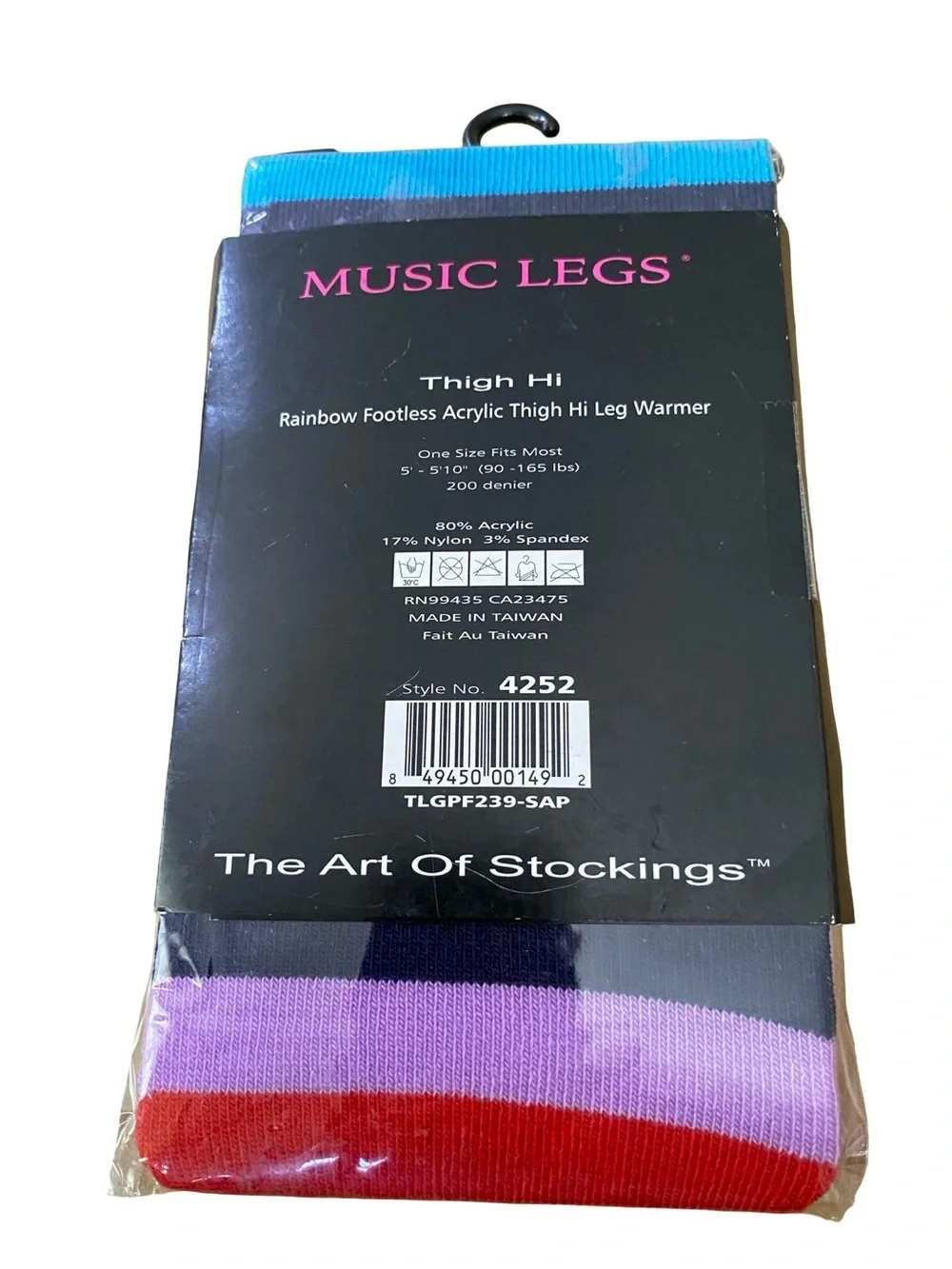 Music Legs Rainbow Footless Acrylic Thigh-High Leg Warmers - Rainbow